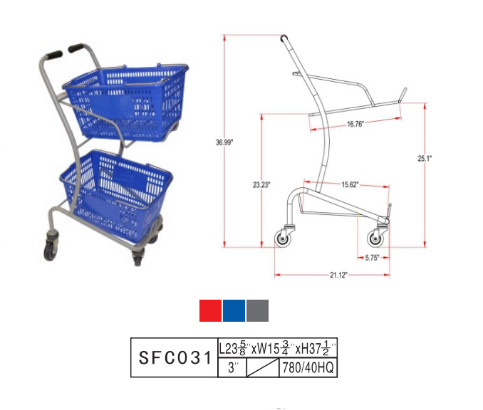 Double Basket Two Tier Shopping Cart SFC031